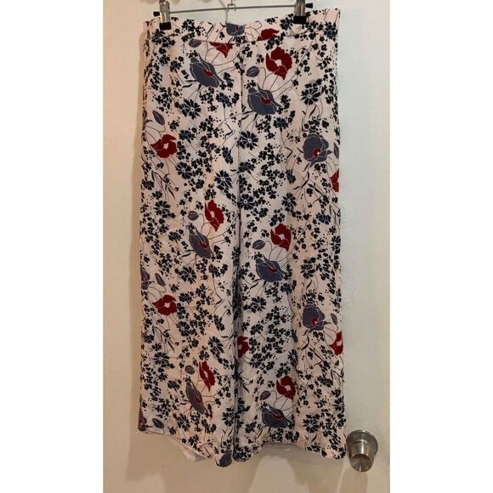 Theory Wide-Leg Floral Pants in White, Red & Blue